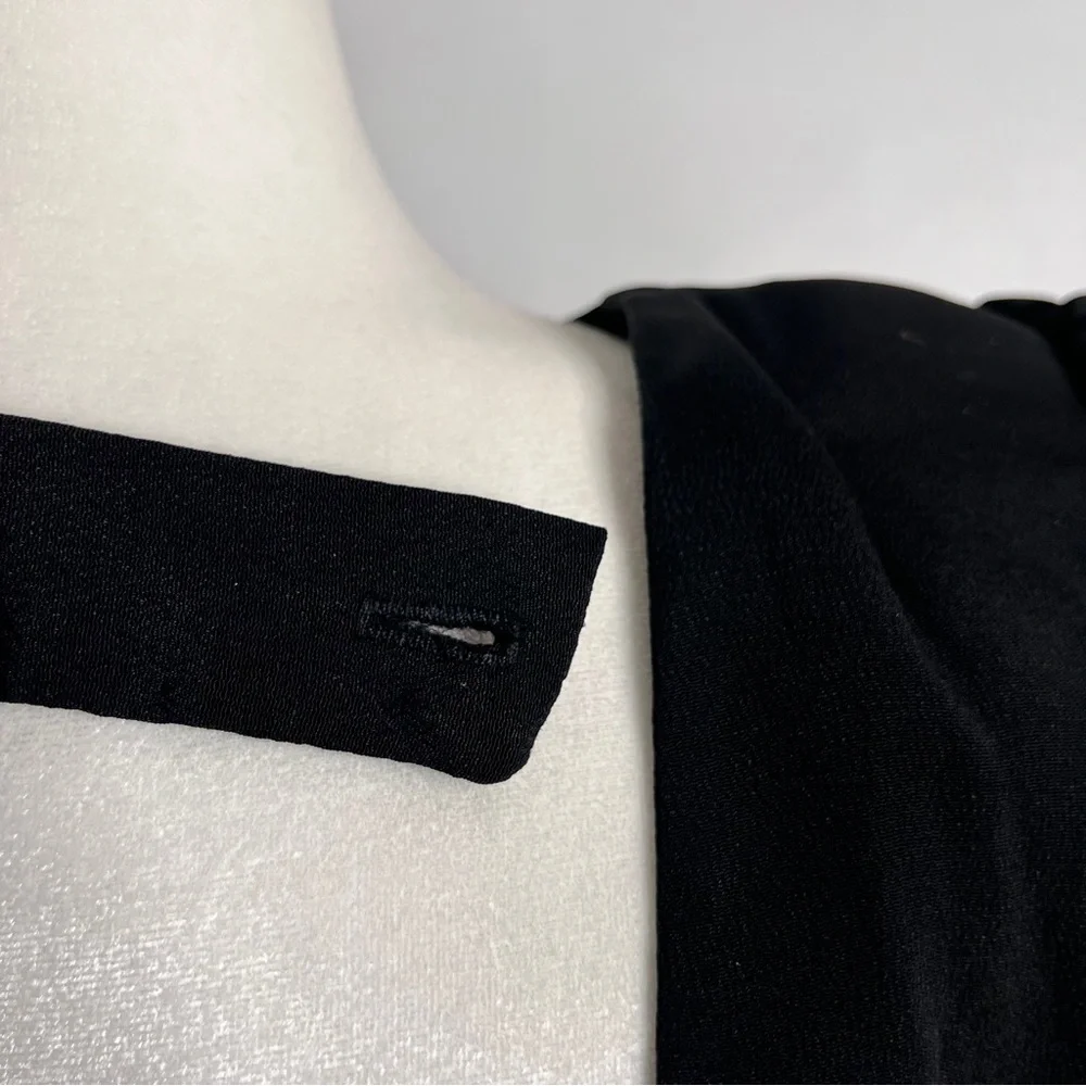 Vintage 80s Little Black Dress Statement Sleeves Open Back Knee Length Size 7/8 - Picture 10 of 11